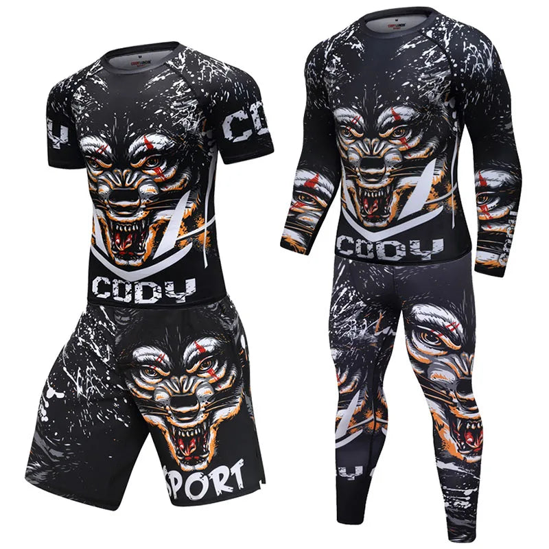MMA Rashguard Set – Jiu Jitsu, Boxing, BJJ, Kickboxing, Muay Thai 3D Sportswear