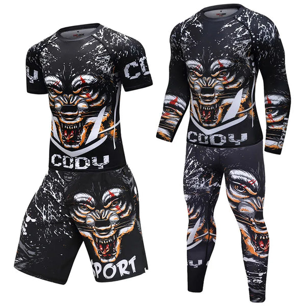 MMA Rashguard Set – Jiu Jitsu, Boxing, BJJ, Kickboxing, Muay Thai 3D Sportswear