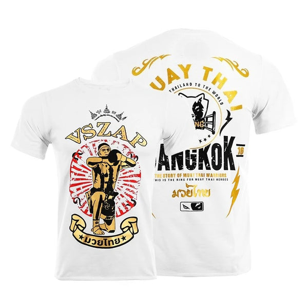 Muay Thai MMA Training T-Shirt – Elastic Cotton, Short Sleeve, Summer Fitness Wear
