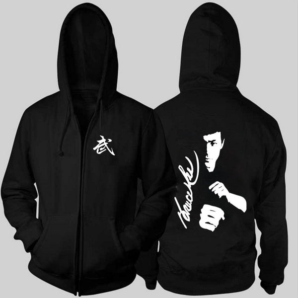New Hot New Spring Coat MMA UFC Fighting Bruce Lee Cashmere Sweatshirts Cardigan Fleece Hooded Men Fashion Casual Cotton